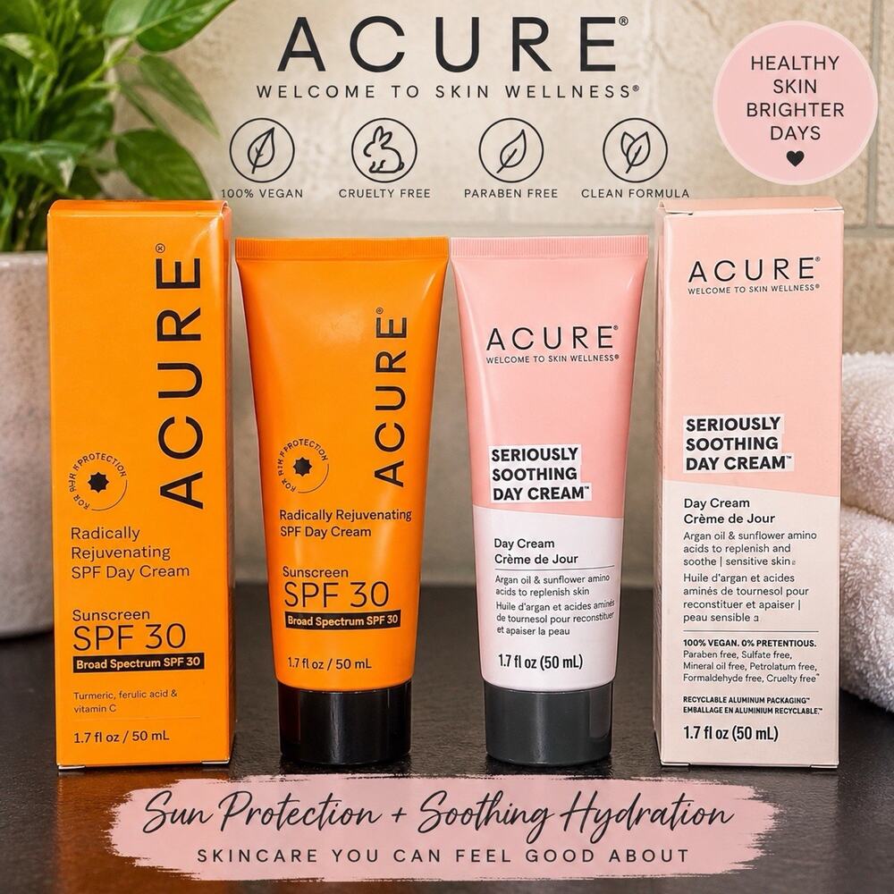 ACURE SPF 30 Rejuvenating + Seriously Soothing Day Cream 1.7 oz 2 Pack